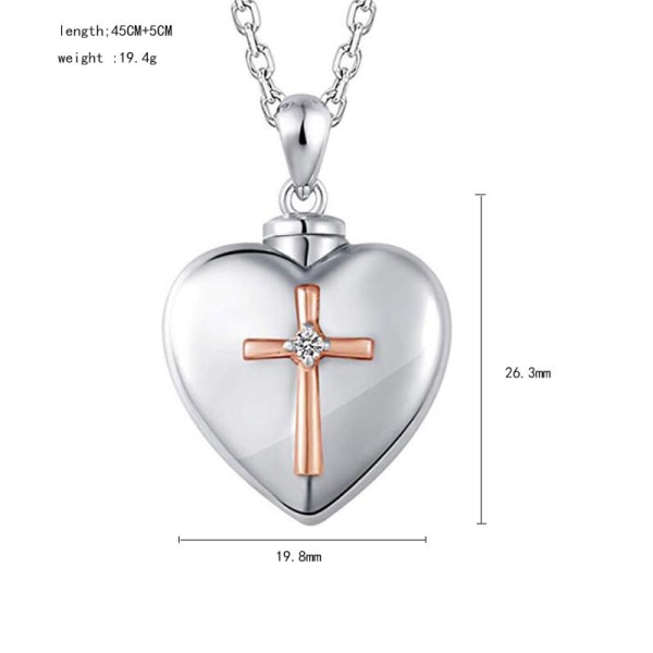 Cross Heart Cremation Pendant Keepsake Urn Necklace for Ashes J