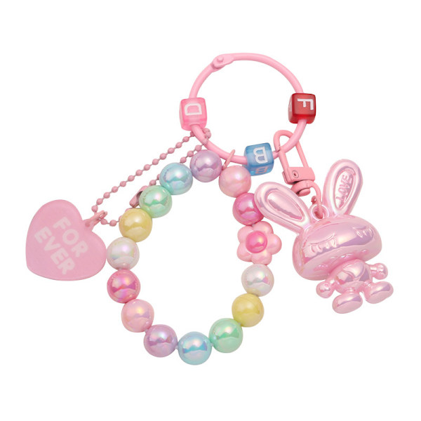 Creative e Candy Color Acrylic Key Ring Beaded Letter Cubic Ke A2