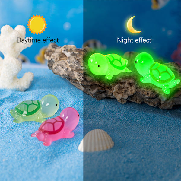 1/5 st Mini Resin Lysande Turtle Figurines Dekoration Bil Dash Large Random 5pcs