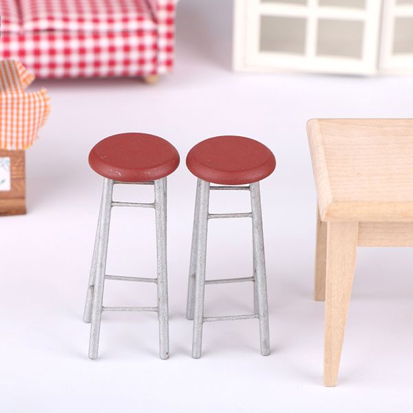 1:12 Dockhus Miniatyr Barpall Stol Hög Pall Rund Pall