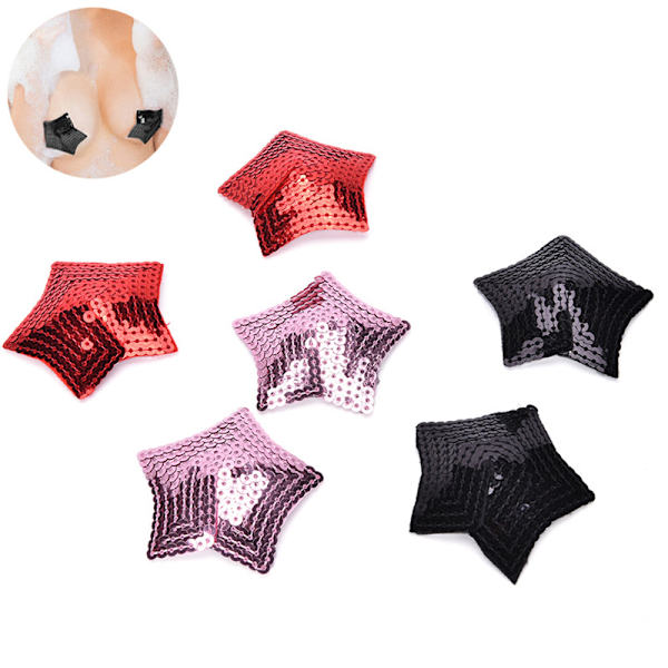 Damer Sexiga paljetter tofs Star Stick På Pasties Bröst Vanlig Black 7*7CM