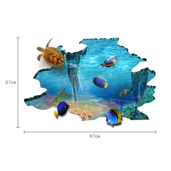 3D Hav Undervattensvärlden Fisk Sköldpadda Väggdekaler Rum Vägg Flo