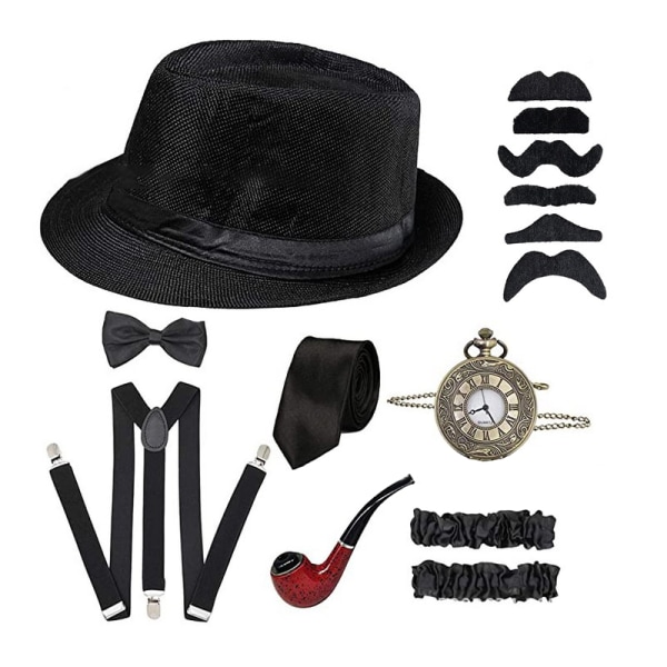 Halloween 1920-tals Cosplay-kostym Gatsby Masquerade Hat Pocket Wa L