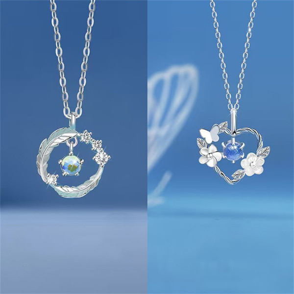 Utsökt blomma hjärta hänge halsband för kvinnor Crystal Zirco A2