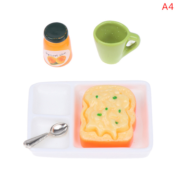 1/12 Dockhus Miniatyr Rostat bröd och sylttallrik Set Dekoration enl A4