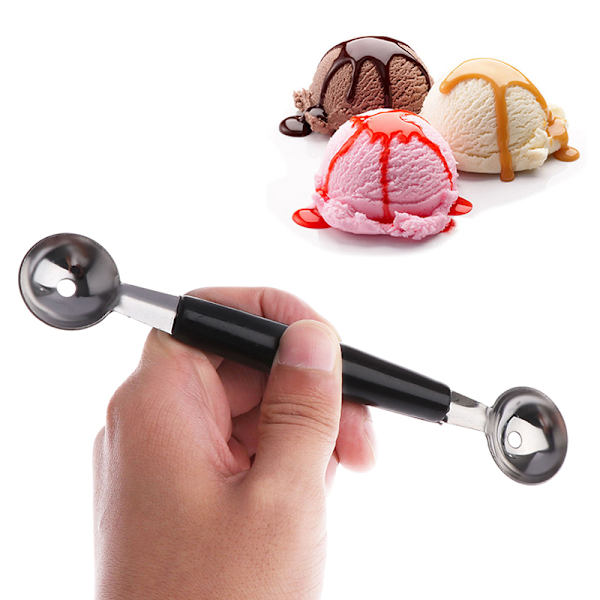 Kök Rostfritt Stål Dubbla Ended Melon Ball Scoop Frukt Is
