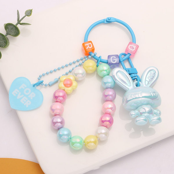 Creative e Candy Color Acrylic Key Ring Beaded Letter Cubic Ke A2