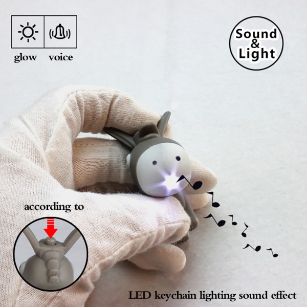 3st Donkey LED-ljusnyckelring Minificklampa Ljudnyckelring