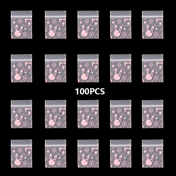 100 st Liten blixtlåsväska Smile Skull Mönster Bärbar förvaring 01