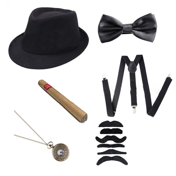Halloween 1920-tals Cosplay-kostym Gatsby Masquerade Hat Pocket Wa D