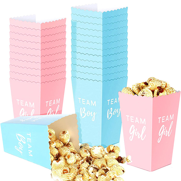 10st Gender Reveal Party Popcorn Boxes Baby's Sex Reveals Part Blue