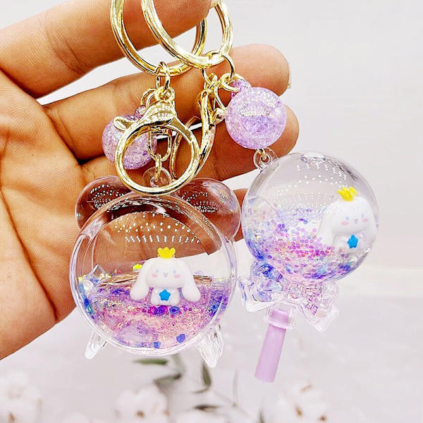 Cartoon e Keychain Quicksand Key Chain Akryl Nyckelring Bag Pend A2