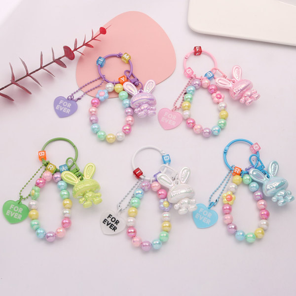 Creative e Candy Color Acrylic Key Ring Beaded Letter Cubic Ke A2