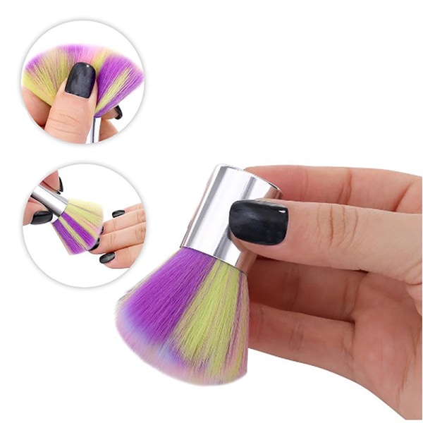 Soft Nail Cleaning Brush Rainbow UV Gel Powder Dust Remover Cle
