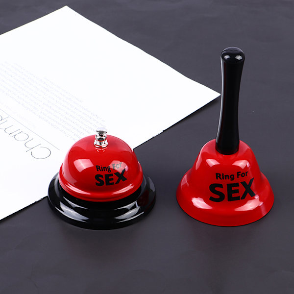 Röd metallklocka med ring i hand Manuell rattle Sex för Ring Par B