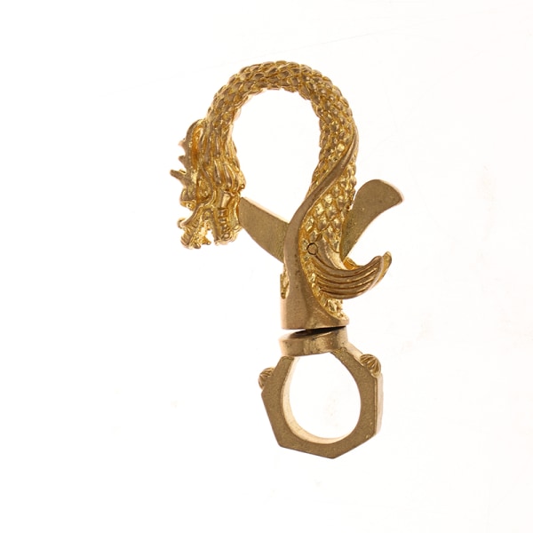 Solid mässing Zodiac Dragon Head Nyckelring Liten staty Mythical B Gold