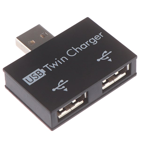 USB2.0 hane till dubbel laddare Dual 2-portars USB splitter Black