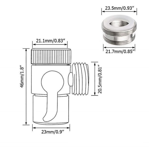 Switch Kran Adapter Diskbänk Splitter Avledningsventil Plastic Silver