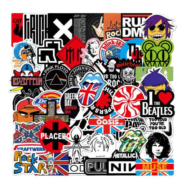 50/52PCS Rock Roll Singer Stickers för Laptop DIY Decal Toy Gra 50pcs