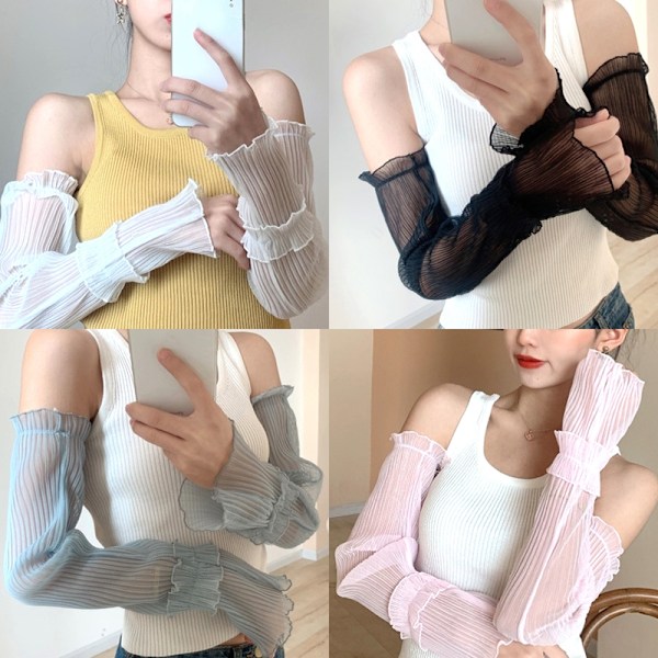 Mesh Garn Spetsärmar Dagliga Kläder Inredning Dam Solskydd Flesh color