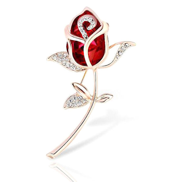 Mode Röd Rose Blomma Broscher Kvinnor Kläder Kappa Smycken Ac