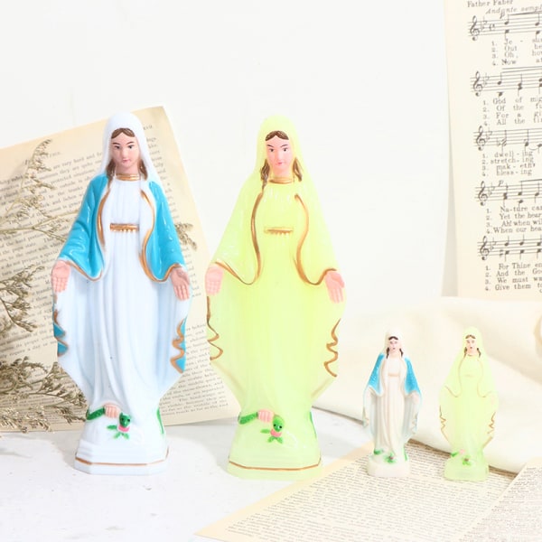 Katolsk Maria staty Madonna Handgjord Jungfru Maria staty Jesus Gold 6.5cm
