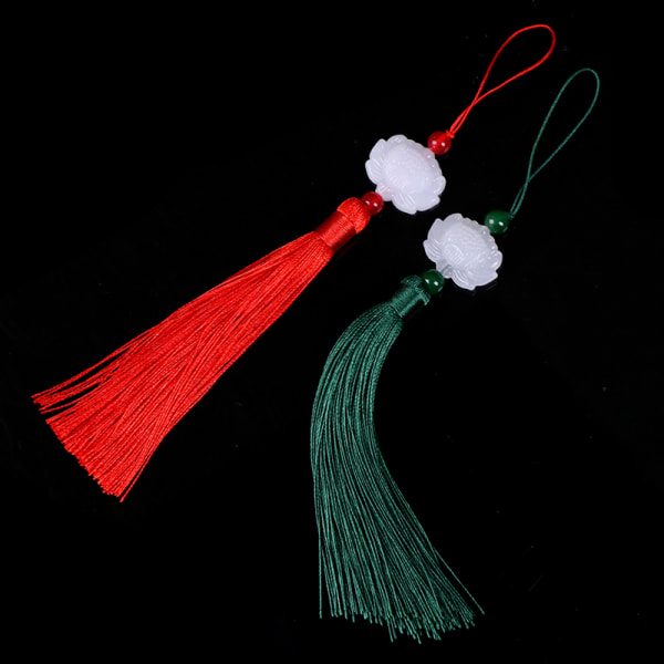 Retro vit Jade Lotus tofs Fringe DIY Alloy Craft Tofs Ac Red