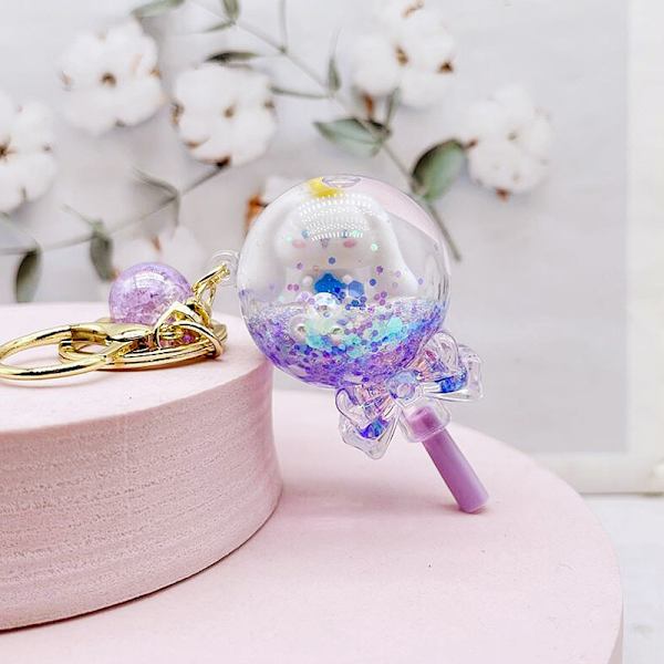 Cartoon e Keychain Quicksand Key Chain Akryl Nyckelring Bag Pend A2