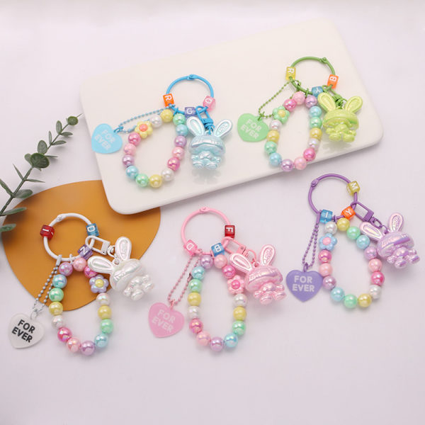 Creative e Candy Color Acrylic Key Ring Beaded Letter Cubic Ke A2