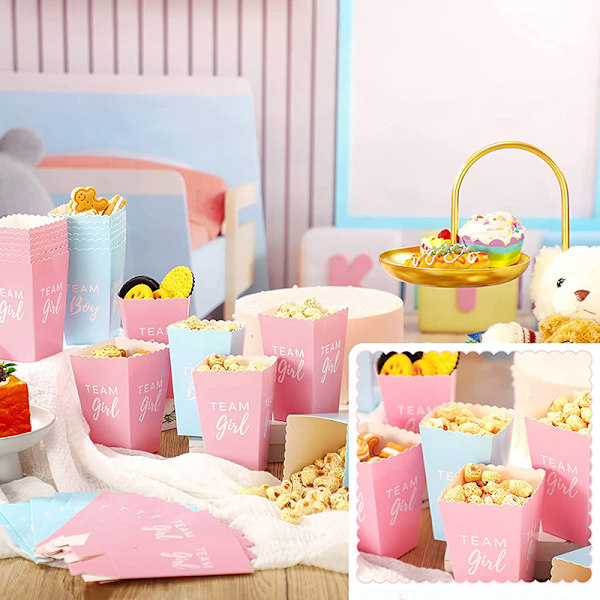 10st Gender Reveal Party Popcorn Boxes Baby's Sex Reveals Part Blue