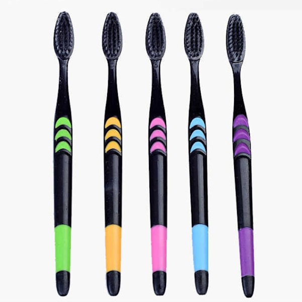 10 stycken bambu tandborste mjuk tandborste kol vuxna till One Size