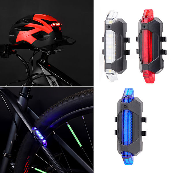 Cykelljus LED vattentät bakljus bakre USB uppladdningsbar B White