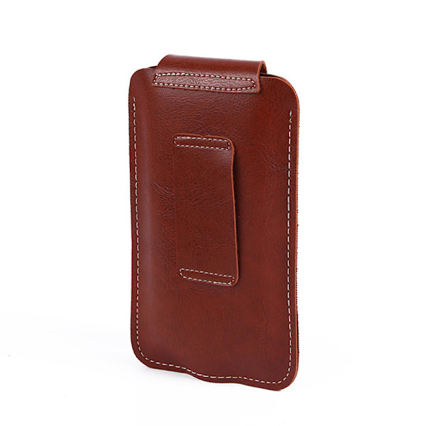 Män Läder Mobiltelefonhölster Universal Outdoor Sport Bälte C Coffee