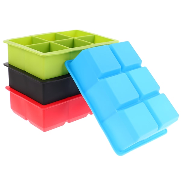 6 Grid Ice Tray Form Stor DIY Grade Silikon Ice Cube Square Green
