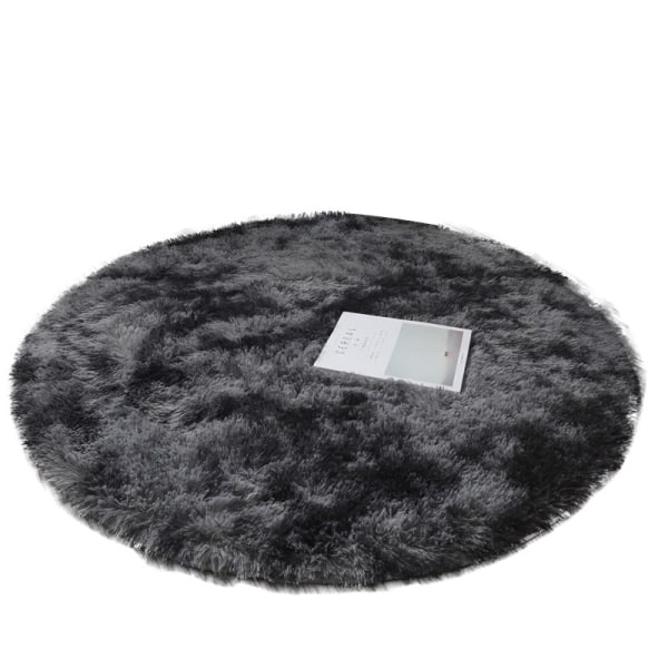 Lyxiga runda mjuka faux fårskinnspäls mattor Tvättbar ull Be Dark gray 40*40cm