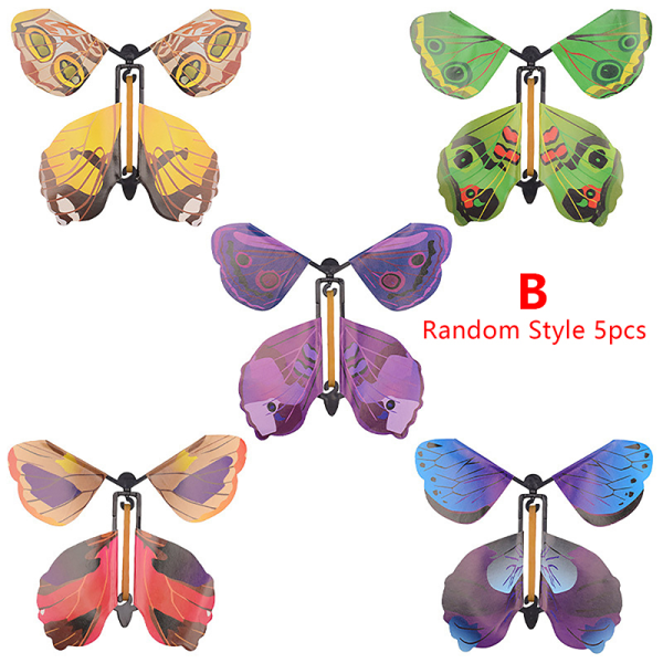 5 st Magic Clockwork Flying Butterfly gummiband Driven Magic B