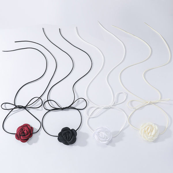 Velvet Flower Choker Halsband Stor Flower Collar Choker Halsband Black