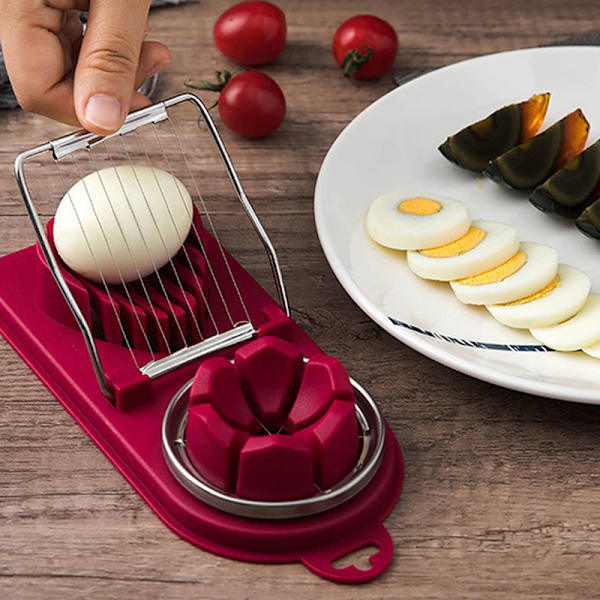 Egg ter Egg Slicer Sectioner ter Form Flower-Shape Lunch Mea Red