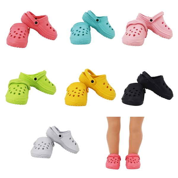 1 Par 18" Doll Sandaler Mini Hole Shoes Dressing Doll Toy Color White