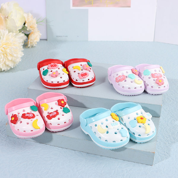 1Par Doll Shoes Mini Hole Sandaler Strandskor Dockatillbehör White