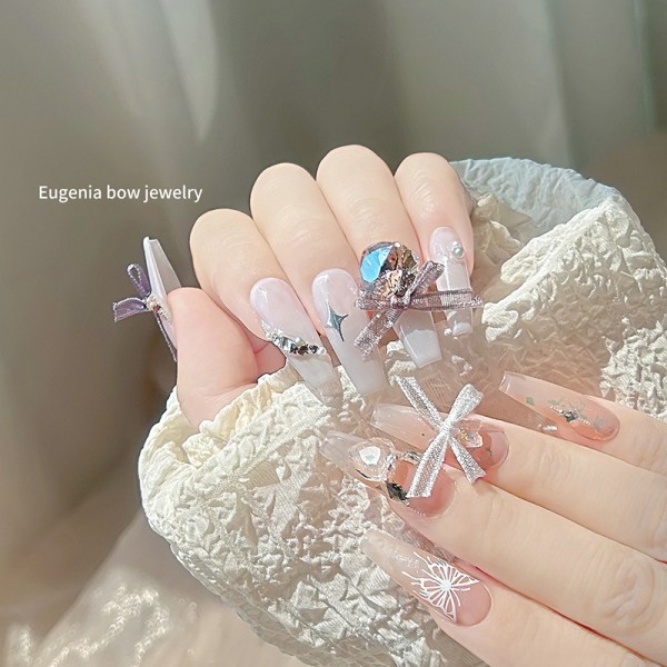 10st bandbågar Nail Art Charm Nageldekoration Fairy DIY Acce Pink