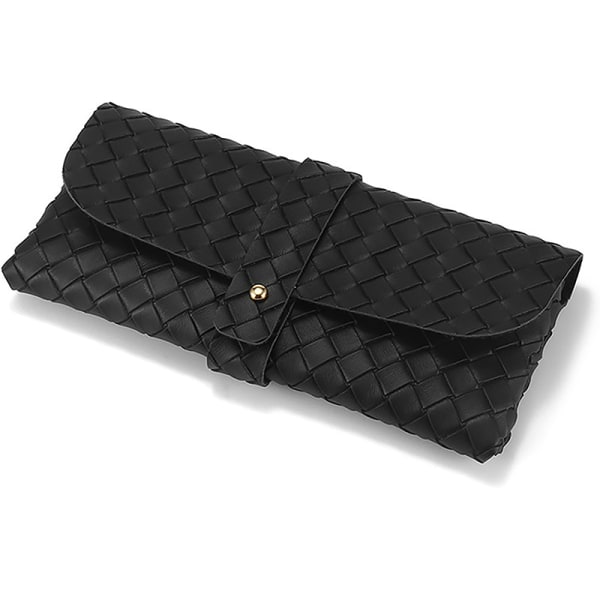 1 St Twist Flätat Läder Glasögon Case Snap Rope Bälte Portable Black