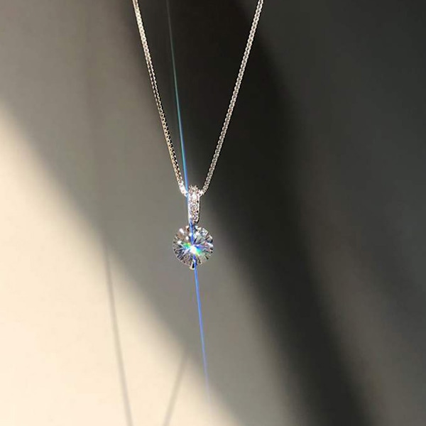 Ins stil mode glänsande rund diamant hänge halsband Cool Cl