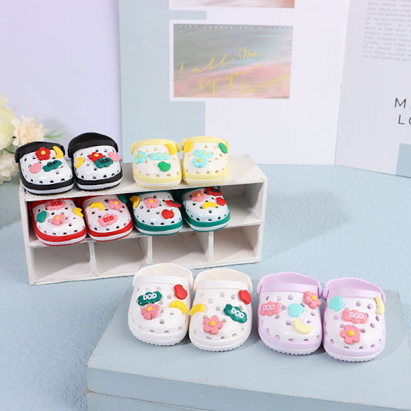 1Par Doll Shoes Mini Hole Sandaler Strandskor Dockatillbehör White
