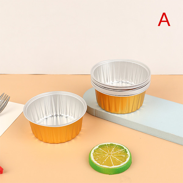 10 st Återanvändbara runda aluminiumfolie Plåtkopp Pudding molds B A