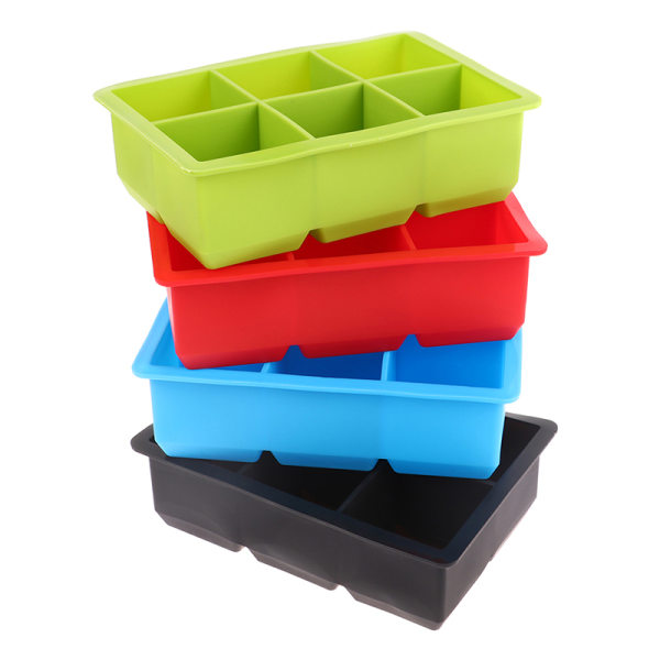 6 Grid Ice Tray Form Stor DIY Grade Silikon Ice Cube Square Green