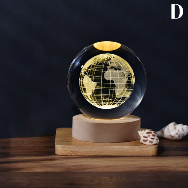 USB LED Nattlampa Galaxy Crystal Ball Bordslampa 3D Planet Mo D d79b | D |  Fyndiq