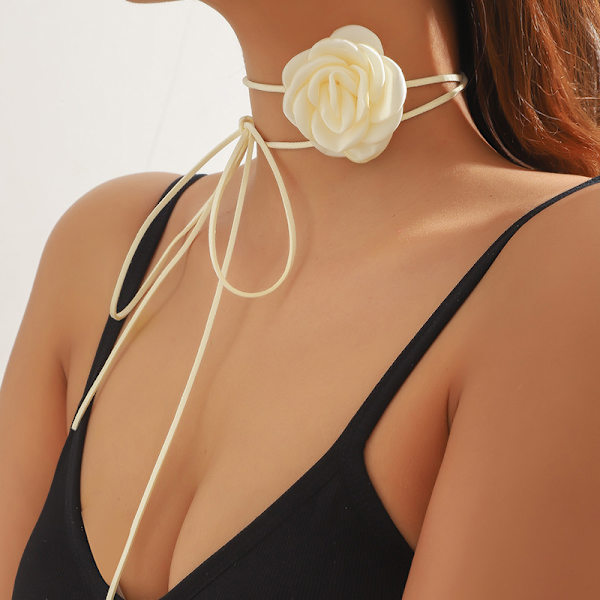 Velvet Flower Choker Halsband Stor Flower Collar Choker Halsband Wine red