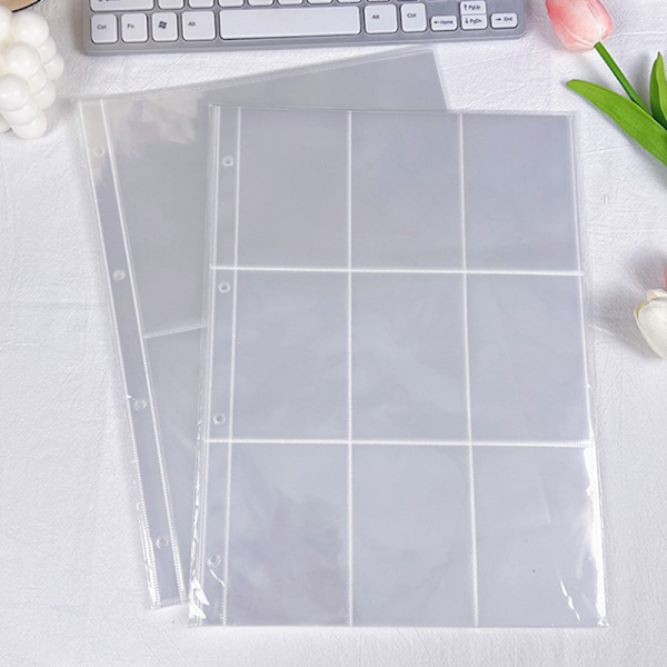 10st A4 Fotoalbum Refill Sidor Filskydd 4 Hål Pärm 9grids