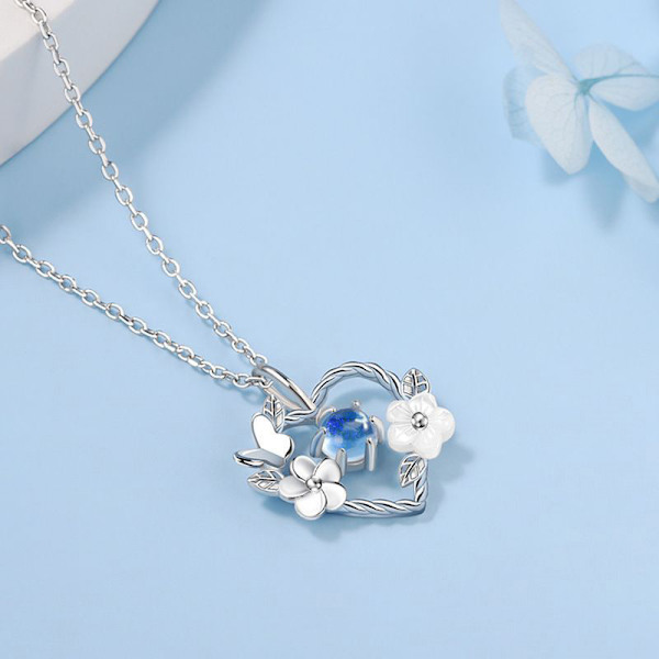 Utsökt blomma hjärta hänge halsband för kvinnor Crystal Zirco A1
